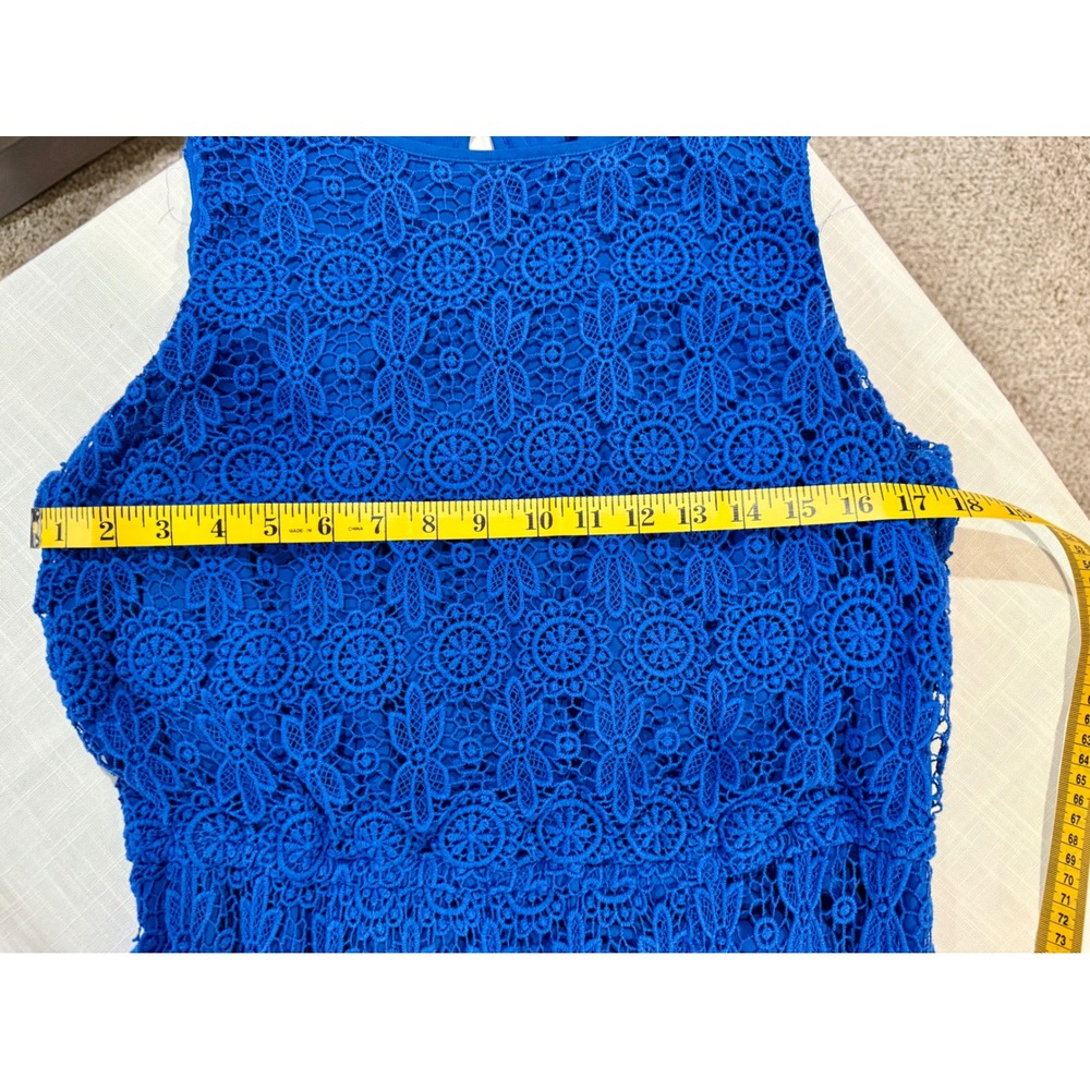Lands' End Women Blue Floral Lace Sleeveless Sheath Dress Elegant Party Size 12 - Picture 5 of 11